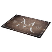 Rustikale Eleganz Monogramm Falsches Holz Schneidb Schneidebrett (Ecke)