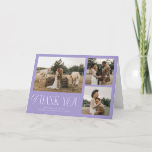 Rustikale Eleganz Multi-Foto-Hochzeits-Violett Dankeskarte