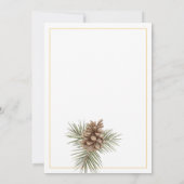 Rustikale Eleganz, Pinecone Rahmen auf Weiß Einladung (Rückseite)