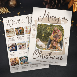 Rustikale Eleganz Weihnachts-Familienfoto-Collage Feiertagskarte