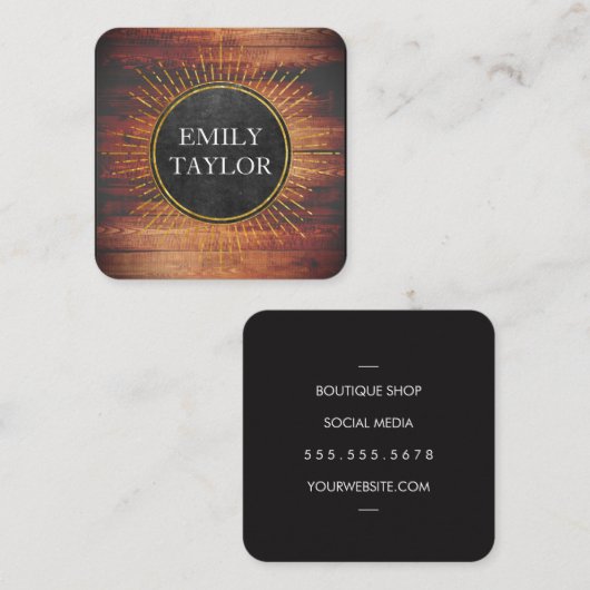 Rustikale Elemente aus Holzschiefer Quadratische Visitenkarte (Vorne/Hinten)