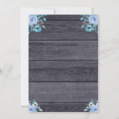 Rustikale Elephant Blue Floral Boy Baby Dusche Einladung (Rückseite)