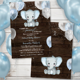 Rustikale Elephant Boy Balloons Virtual Baby Dusch Einladung
