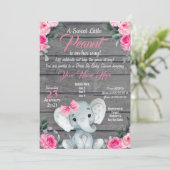 Rustikale Elephant Drive Baby Dusche Einladung pin (Stehend Vorderseite)