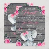 Rustikale Elephant Drive Baby Dusche Einladung pin (Vorne/Hinten)