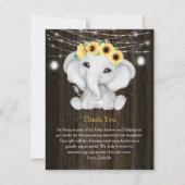 Rustikale Elephant Sunflowers Lights Girl Baby Dus Einladung (Vorderseite)