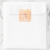 Rustikale Elfenbein-Hochzeitsticker Quadratischer Aufkleber (Tasche)
