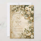 Rustikale Elfenbein-Wildblume Boho Wedding Einladung (Vorderseite)