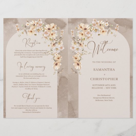 Rustikale Elfenbein-Wildblumen Boho Boho-Boarch-ge (Vorderseite)