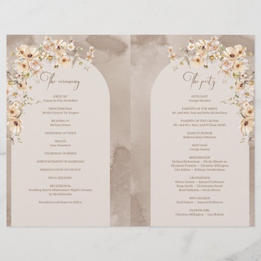 Rustikale Elfenbein-Wildblumen Boho Boho-Boarch-ge (Rückseite)