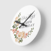 Rustikale Elfenbeinblume 100. Geburtstagsparty Runde Wanduhr (Winkel)