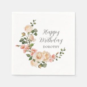 Rustikale Elfenbeinblume 100. Geburtstagsparty Serviette