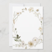 Rustikale Elfenbeinpartei Wildblume Wreath Geburts Einladung (Rückseite)