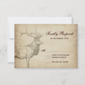 Rustikale Elk Wildlife Antlers Wedding RSVP Cards (Vorderseite)