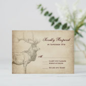 Rustikale Elk Wildlife Antlers Wedding RSVP Cards (Stehend Vorderseite)