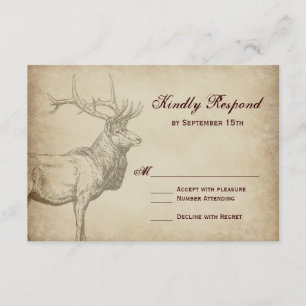 Rustikale Elk Wildlife Antlers Wedding RSVP Cards Karte