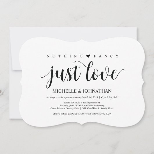 Rustikale Elopement Empfang Einladungskarte Einladung (Vorderseite)