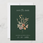 Rustikale Emerald Green Fall Wildblumen Hochzeit Save The Date (Vorderseite)