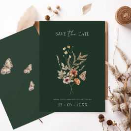 Rustikale Emerald Green Fall Wildblumen Hochzeit Save The Date