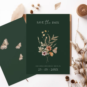 Rustikale Emerald Green Fall Wildblumen Hochzeit Save The Date