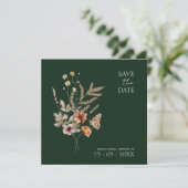 Rustikale Emerald Green Fall Wildblumen Hochzeit Save The Date (Stehend Vorderseite)