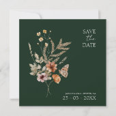 Rustikale Emerald Green Fall Wildblumen Hochzeit Save The Date (Vorderseite)