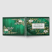 Rustikale Emerald Green Gold Blume Hochzeit Gästebuch (Voll)