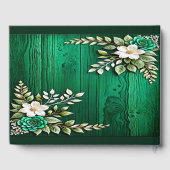 Rustikale Emerald Green Gold Blume Hochzeit Gästebuch (Rückseite)