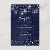 Rustikale Empfang-Karte der Navy Woods Jars Lights Begleitkarte (Vorderseite)