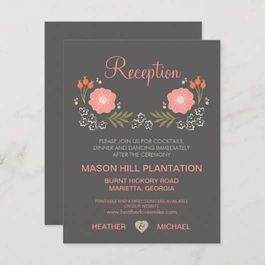 Rustikale Empfang-Karten Einladung (Vorne/Hinten)