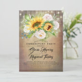 Rustikale Engagement-Partei für Sonnenblumen und W Einladung (Stehend Vorderseite)