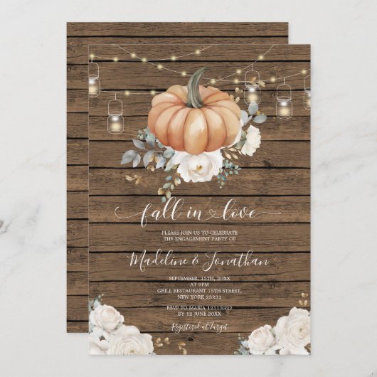 Rustikale Engagement-Partei in der Liebe fällt lei Einladung (Vorne/Hinten)