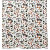 Rustikale Enten, Gänse, Kaninchen, Herbstblätter Duschvorhang (Vorderseite)