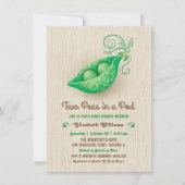 Rustikale Erbsen in einer Pod Twins Babydusche Einladung (Vorderseite)