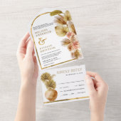 Rustikale Erdblütenarsch getrocknet Boho Palm Wedd All In One Einladung (Abreißen)