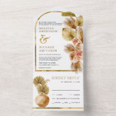 Rustikale Erdblütenarsch getrocknet Boho Palm Wedd All In One Einladung (Innen Boden)