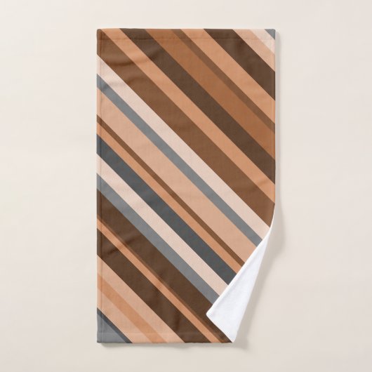 Rustikale, Erdbraun-, Beige- und Graustreifen Badhandtuch Set (Handtuch)