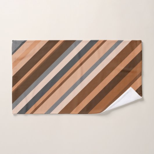 Rustikale, Erdbraun-, Beige- und Graustreifen Badhandtuch Set (Handtuch)