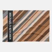 Rustikale, Erdbraun-, Beige- und Graustreifen;Name Geschirrtuch (Horizontal)