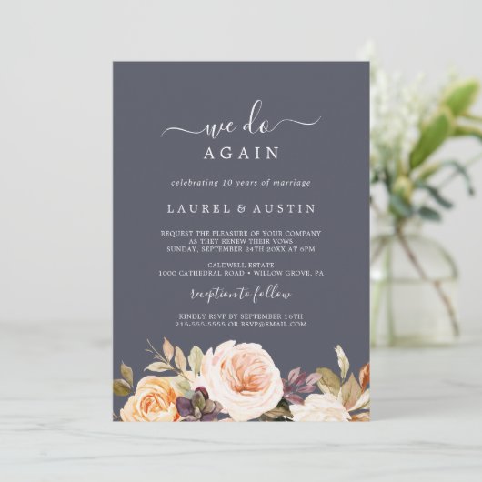 Rustikale Erde floral Lila machen wir wieder ganz  Einladung (Stehend Vorderseite)