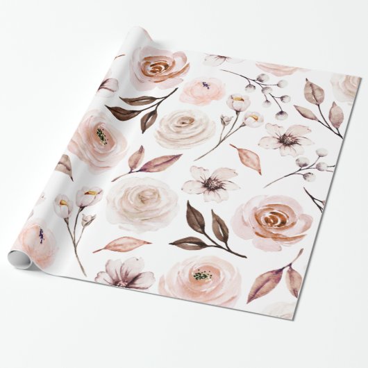 Rustikale Erde-Ton Boho-Blumen Geschenkverpackungs Geschenkpapier (Ungerollt)