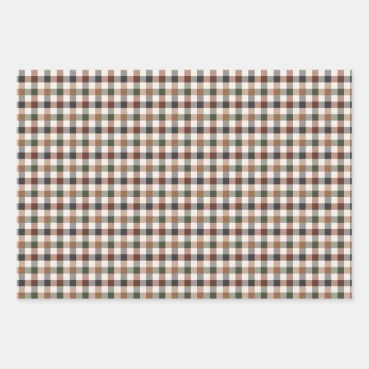 Rustikale Erde Tone Kariert Geschenkpapier Set (Vorderseite 3)