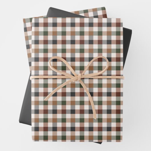 Rustikale Erde Tone Kariert Geschenkpapier Set (Beispiel)