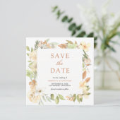 Rustikale, erdgeschweifte Pfirsichblütenhochzeit Save The Date (Stehend Vorderseite)