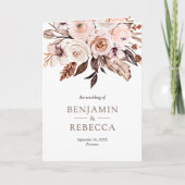 Rustikale Erdig-Elfenbein Blumen QR Code Hochzeit Einladung (Vorderseite)