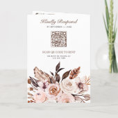 Rustikale Erdig-Elfenbein Blumen QR Code Hochzeit Einladung (Rückseite)