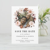 Rustikale erdige Boho-Foto-Save-the-Date Einladung (Stehend Vorderseite)