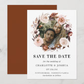 Rustikale erdige Boho-Foto-Save-the-Date Einladung (Vorne/Hinten)