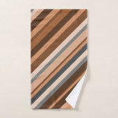 Rustikale, erdige Brown-, Beige und Grauestreifen Badhandtuch Set (Handtuch)
