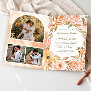 Rustikale, erdige Floral-Herbst-Hochzeit im QR-Cod Einladung